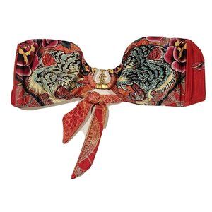 Christian Audigier Womens "Nirvana" Bandeau Bikini swim L Blue Vintage Ed Hardy